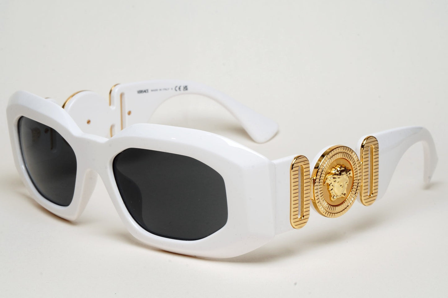 Versace Sunglasses Gold Medusa White Biggie Oversized Square MOD 4425U 314/87