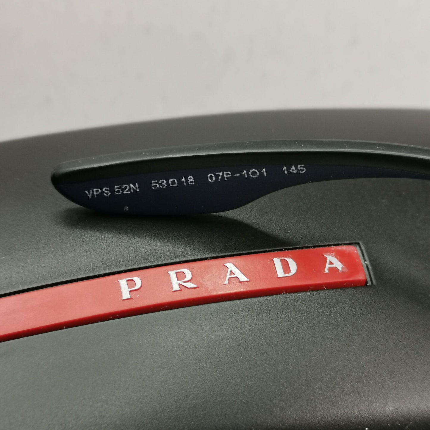Prada Sunglasses Black Dark Blue Rubber Rectangle PS52NV VPS 52N 07P-1O1 53mm