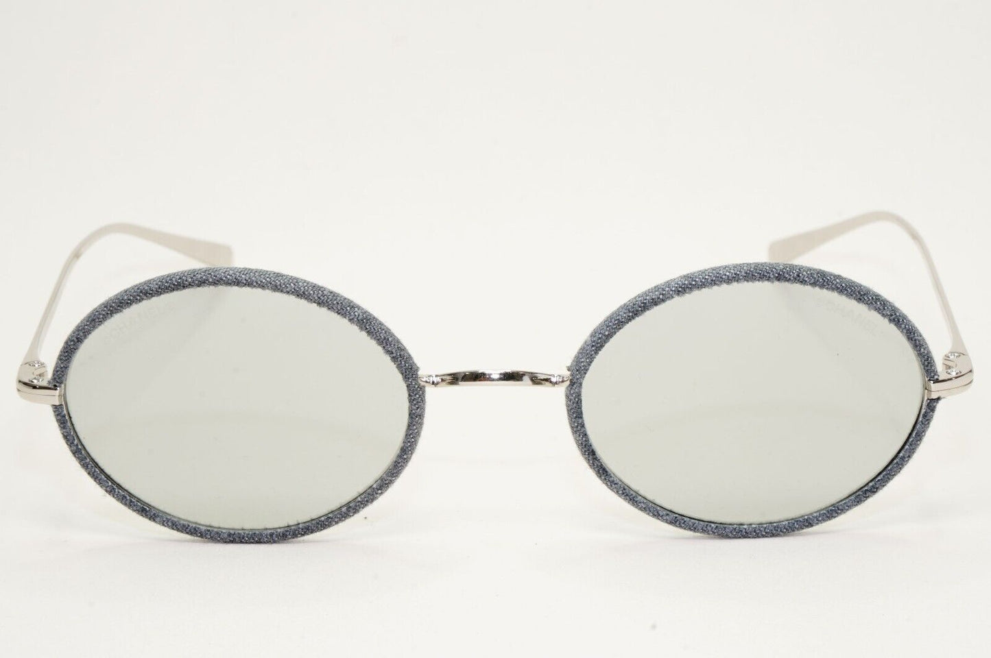 Chanel Sunglasses Denim Oval Light Grey Silver Metal 4248-J c.285/87 50mm