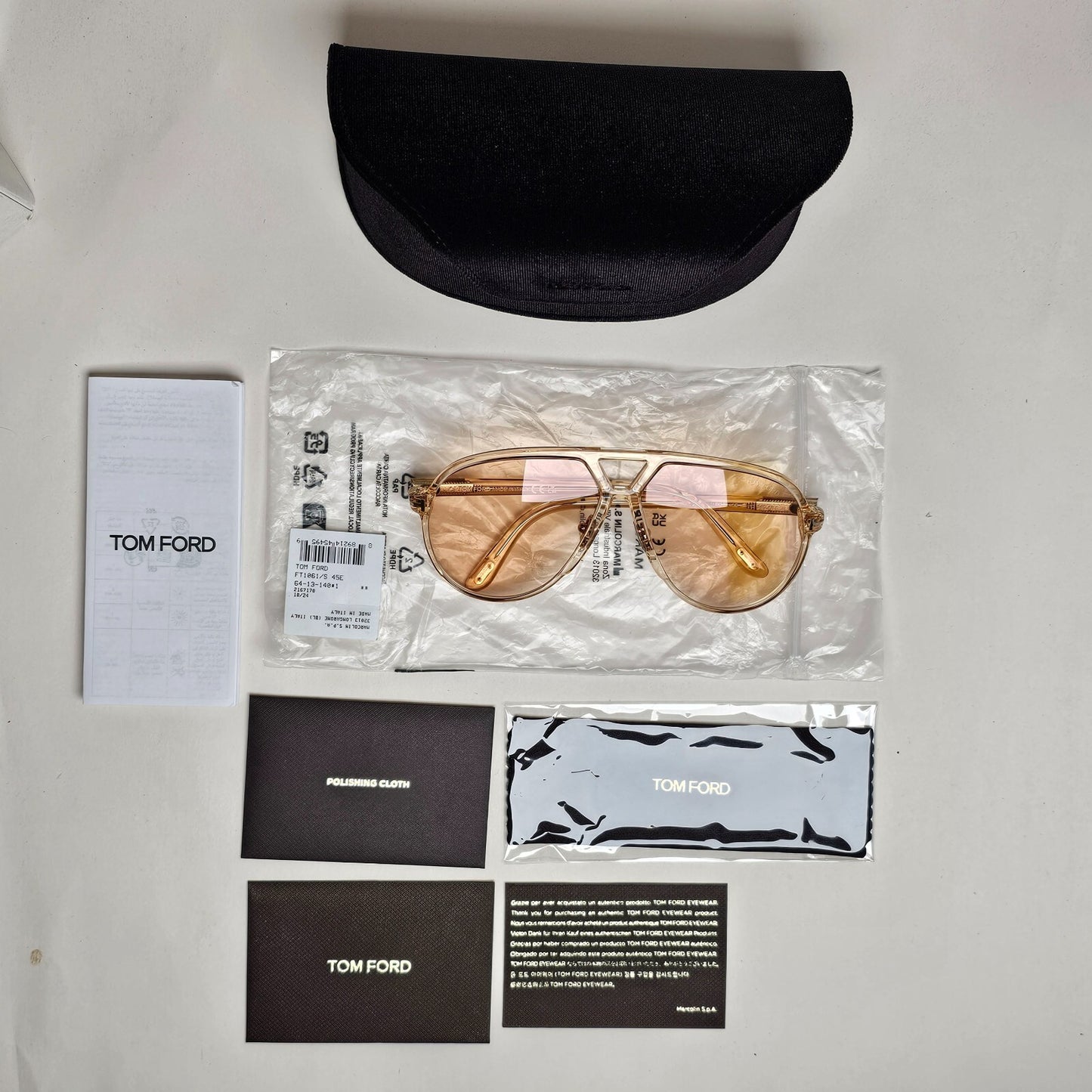 Tom Ford Sunglasses Bertrand Honey Light Brown Transparent FT1061 TF 1061 45E