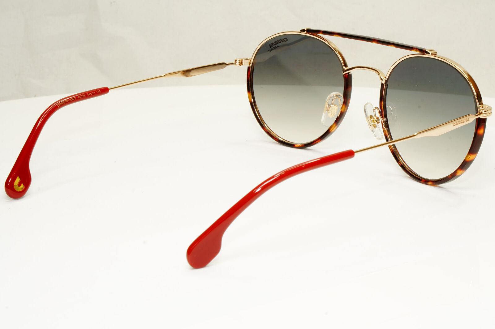 Authentic Carrera Mens Gold Brown Grey Metal Round Sunglasses 208/S AU29K