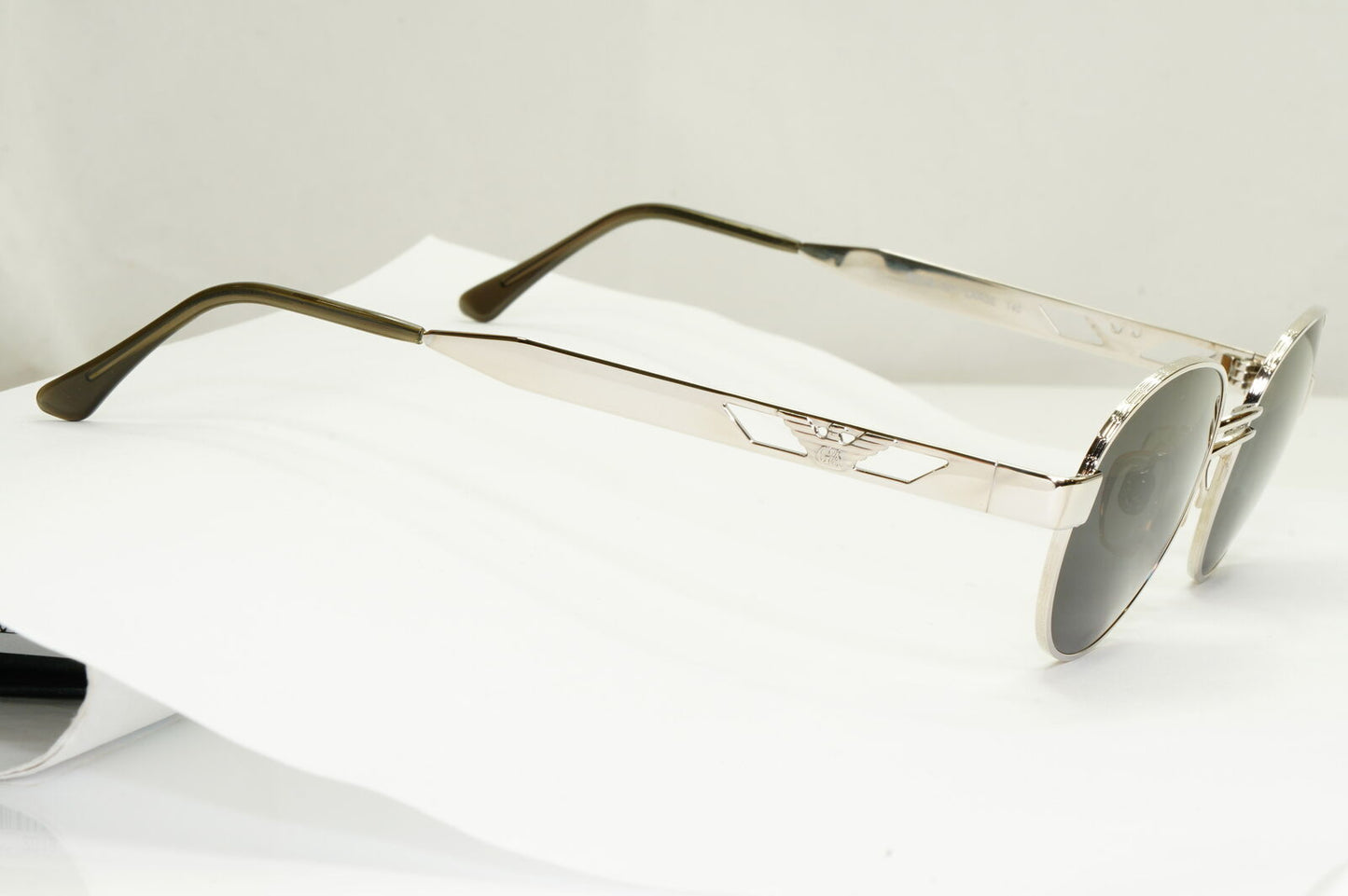 Emporio Armani Sunglasses 1997 Vintage Silver Round Black Eagle Metal 023-S 707