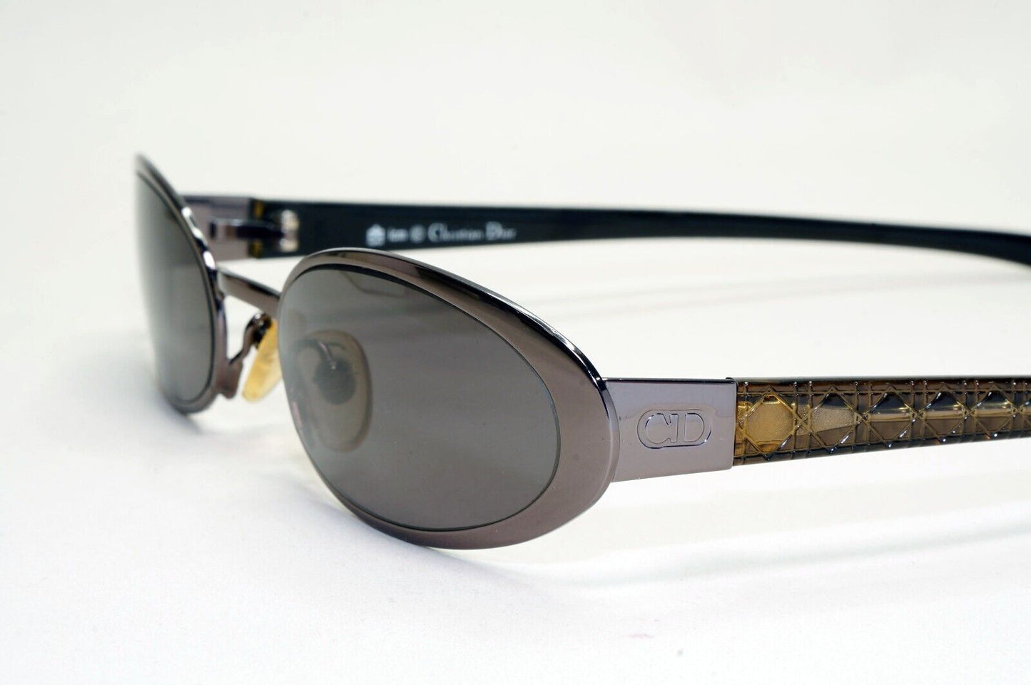 Dior Sunglasses 2002 Vintage Oval Grey Olive Gunmetal Casting 20Z Small 141024