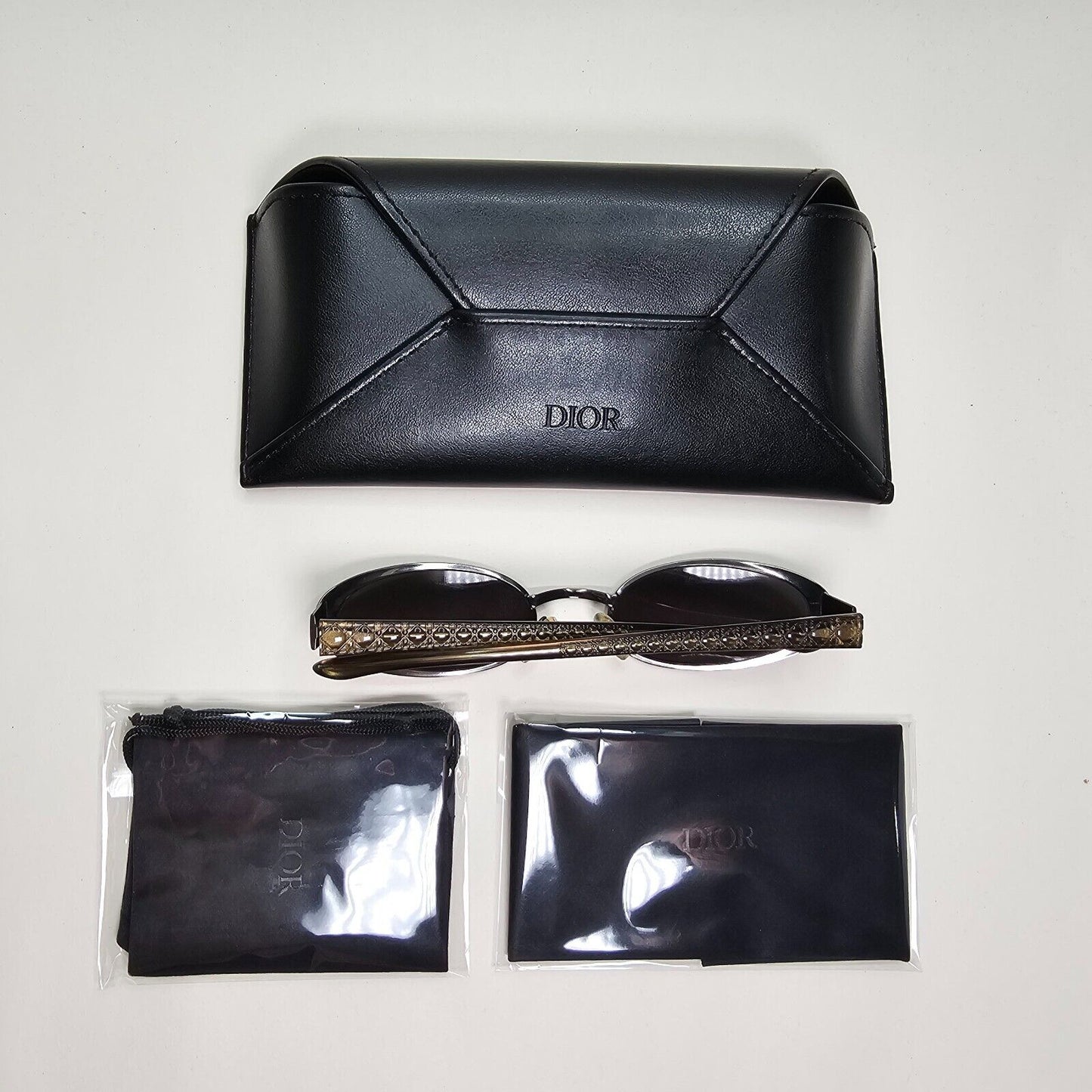 Dior Sunglasses 2002 Vintage Oval Grey Olive Gunmetal Casting 20Z Small 141024