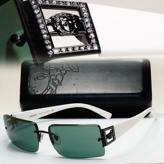 Versace Sunglasses 2002 Vintage Black White Green MOD 2029-B 1009/71 120824