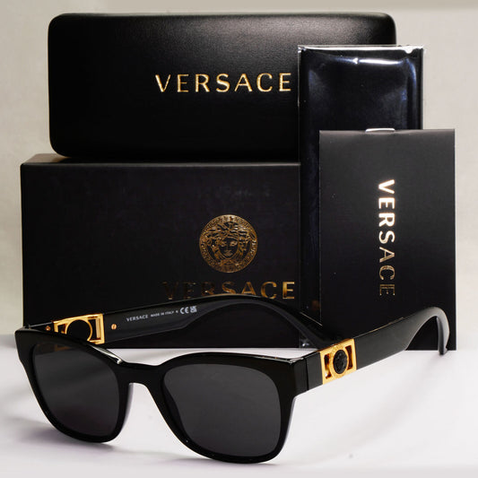 Versace Sunglasses Black Gold Medusa Square Unisex MOD 3314 GB1 52mm