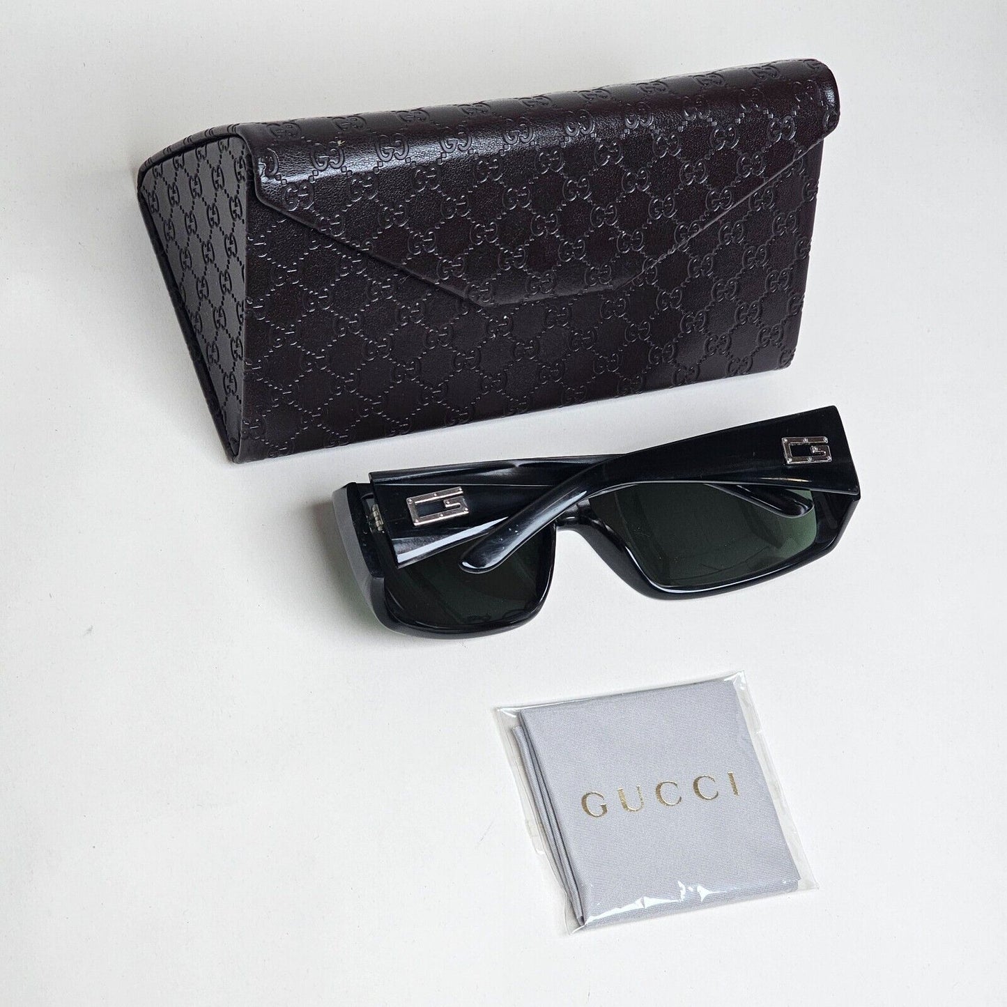 Gucci Sunglasses 1997 Vintage Grey Marble Green Square GG 1494/S AD7 280125