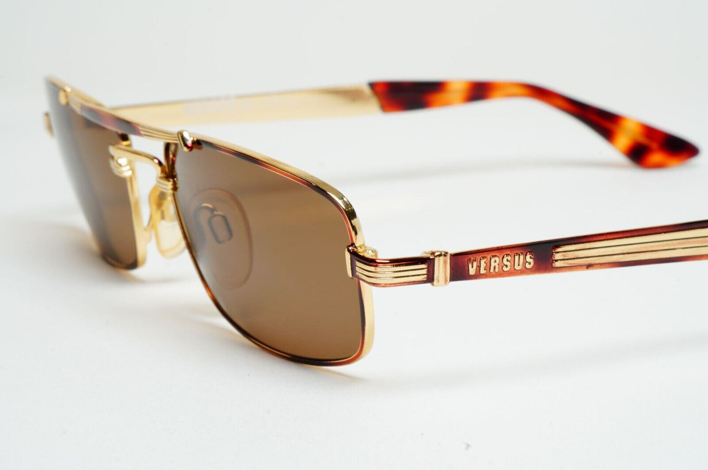 Versus Sunglasses 1996 by Gianni Versace Vintage Rectangle Brown MOD F06 COL 34M