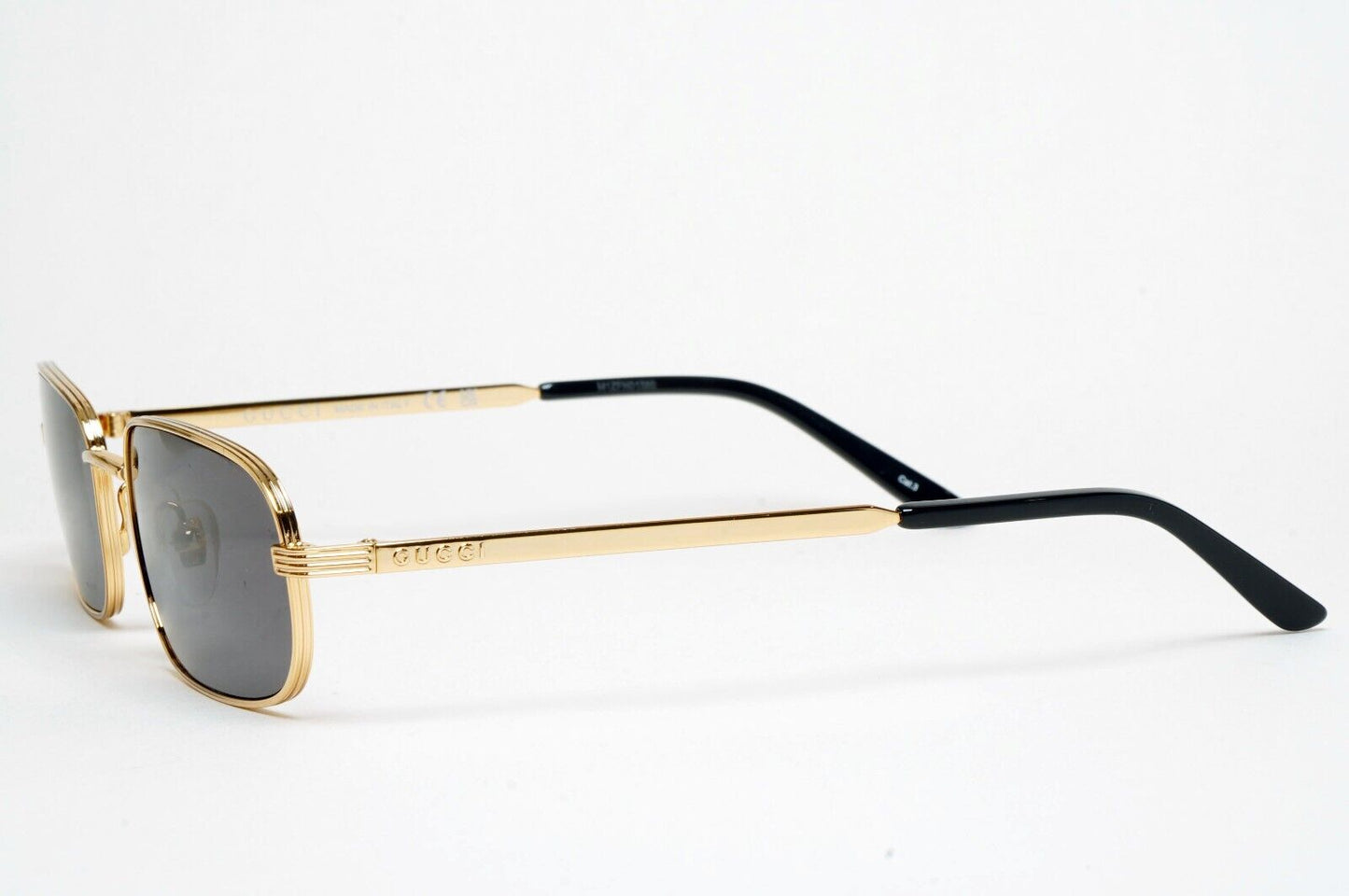 Gucci Sunglasses 2023 Gold Black Rectangle Metal Slim GG1457S 001 57mm 170125