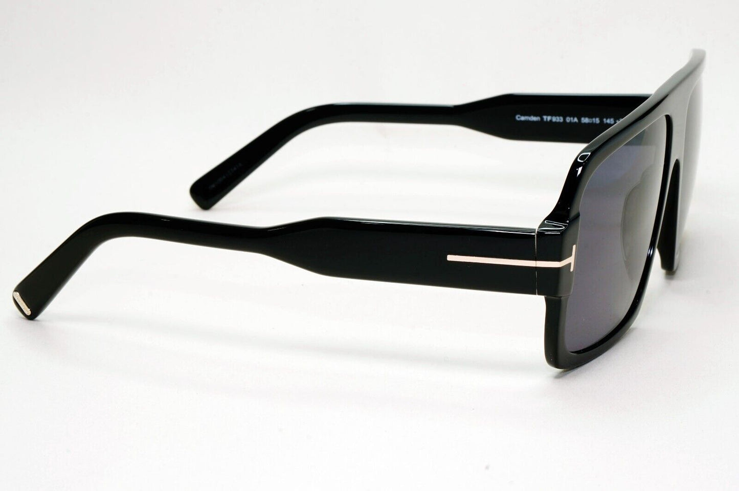 Tom Ford Sunglasses Camden Black Glossy Square Navigator TF 933 FT0933 01A 58mm