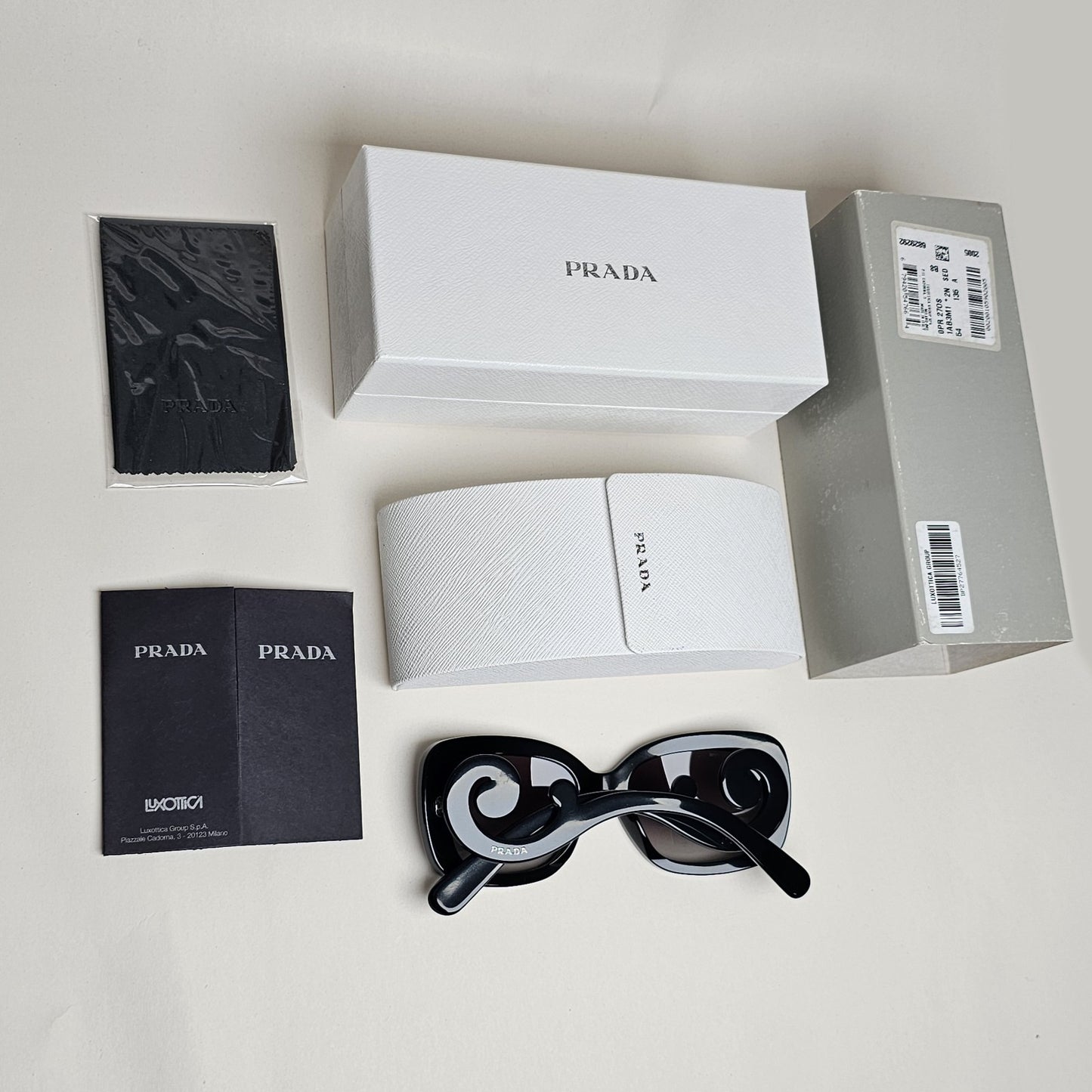 Prada Sunglasses Baroque Swirl Black Grey Square PR27OS SPR 27O 1AB-3M1