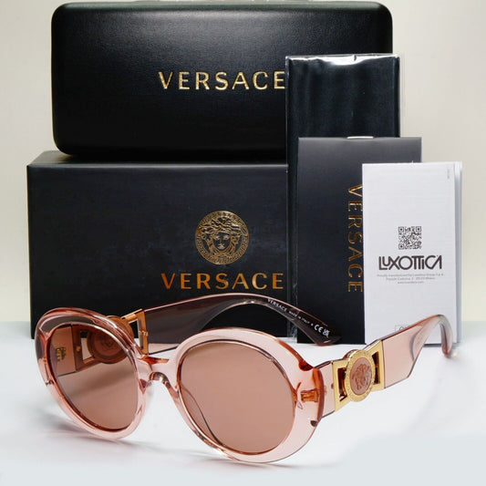 Versace Sunglasses Transparent Pink Medusa Round Brown Gold MOD VE 4414 5339/73