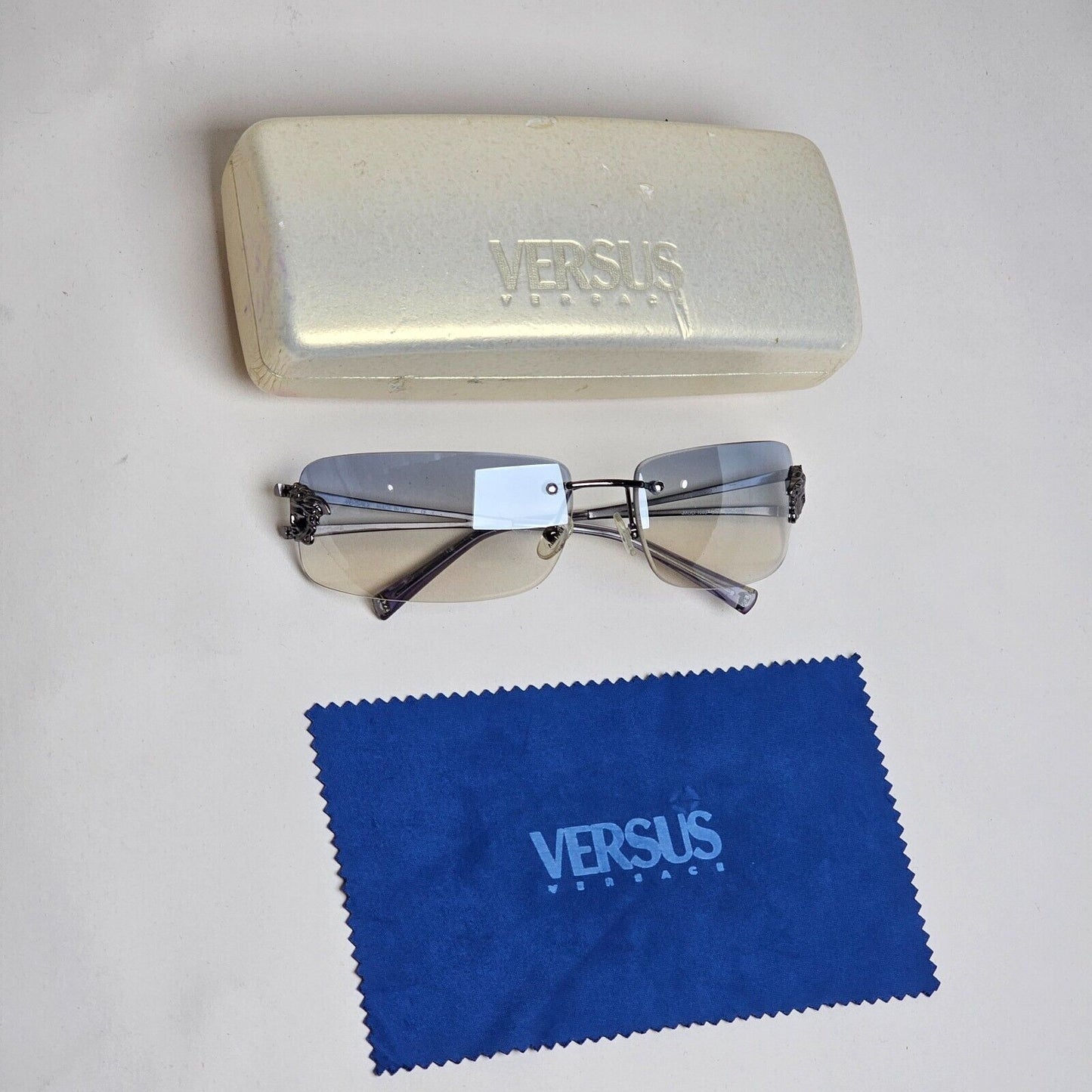 Versace Sunglasses 2002 Vintage Rimless Gunmetal Blue MOD N40 COL 89M/538 290125