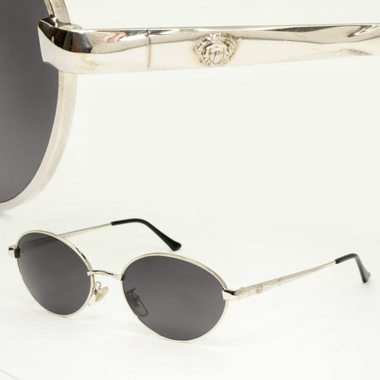 Gianni Versace 1995 Sunglasses Vintage Silver Black Metal Medusa MOD H32 COL 26M