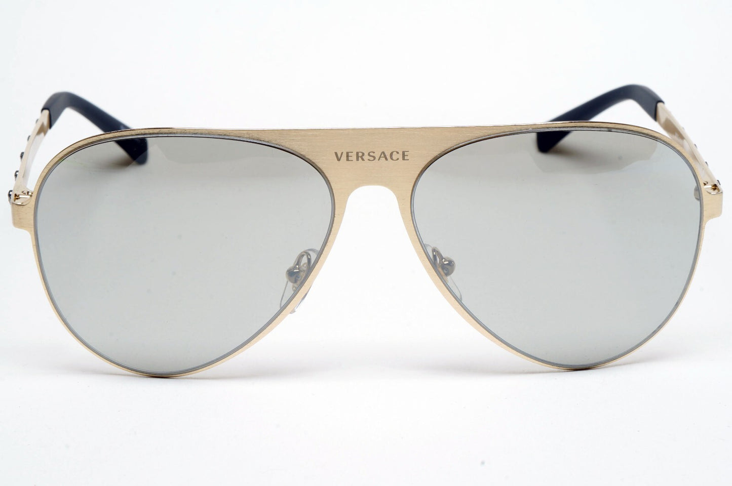 Versace Sunglasses Gold Medusa Pilot Silver Mirror Metal MOD VE 2189 1339/6G