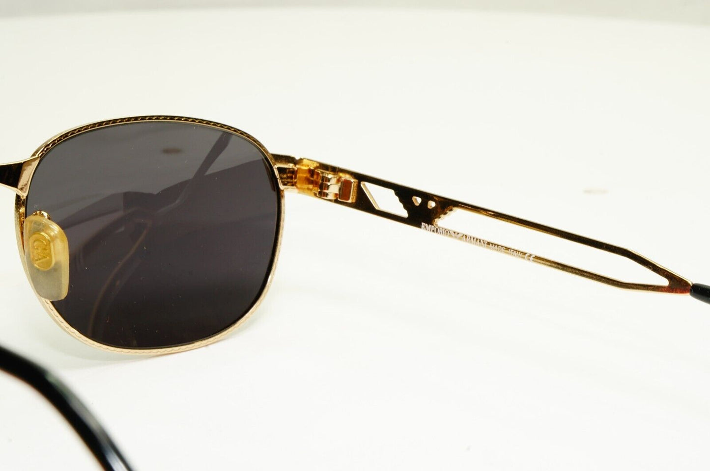 Emporio Armani 1997 Vintage Sunglasses Gold Black Metal Unisex Eagle 051-S 771