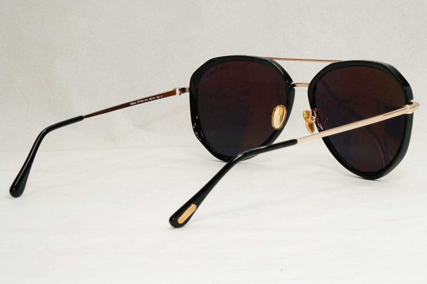 Tom Ford Sunglasses Vittorio Black Gold Pilot Large FT0749 TF 749 01A 60mm