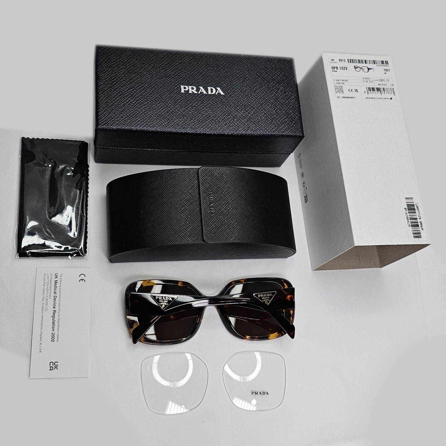 Prada Sunglasses Triangle Symbole Square Brown Tortoise PR10ZV VPR 10Z VAU-1O1