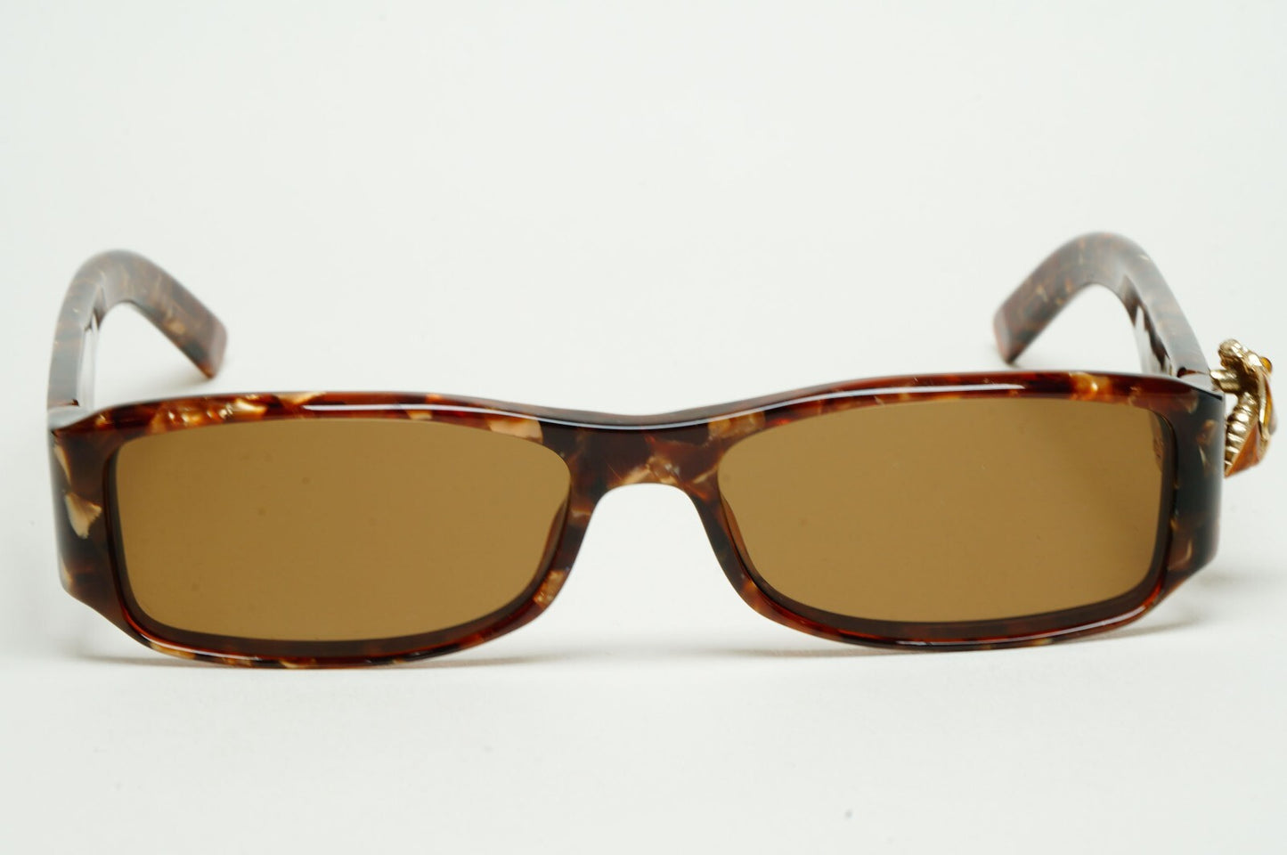 Gucci Sunglasses 2004 Vintage Gold Bee Brown Havana Rectangle GG 2904 EGQ 52mm A