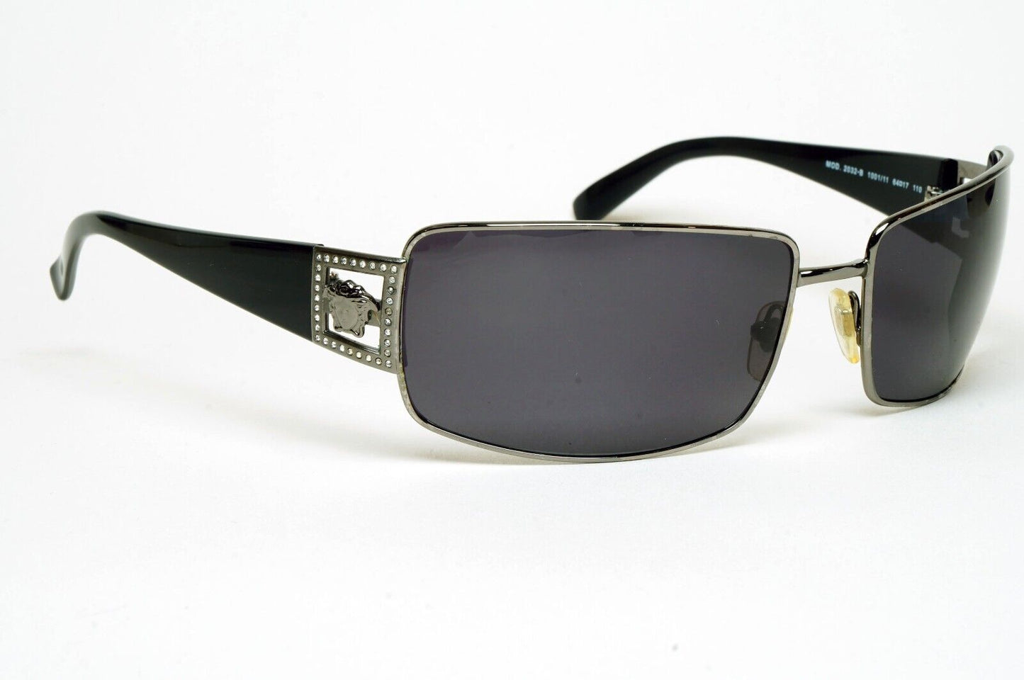 Versace Sunglasses 2004 Vintage Black Gunmetal Wrap MOD 2032-B 1001/11 180125