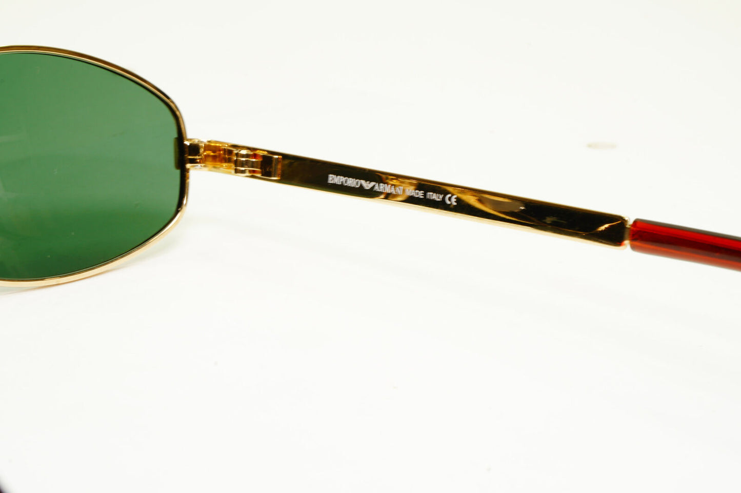 Emporio Armani 1997 Vintage Sunglasses Gold Green Retro Rectangle Eagle 063 743