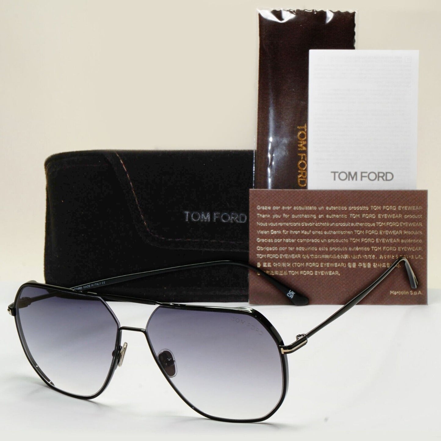Tom Ford Sunglasses Gilles-02 Black Grey Metal Square FT0852 TF 852 01B 61mm