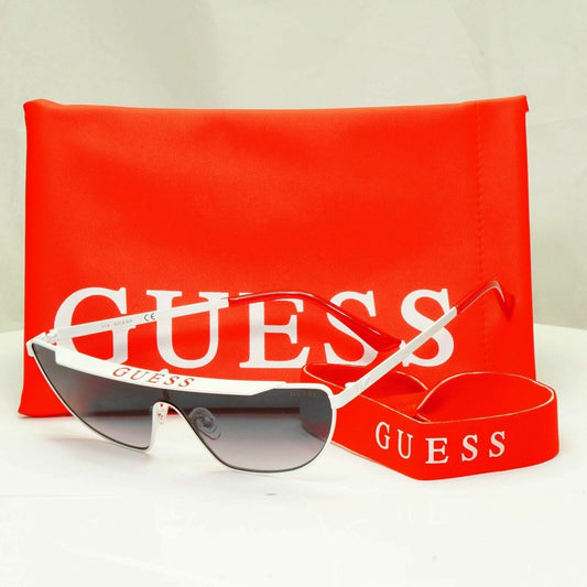 Guess Sunglasses Punk Visor Mens Womens Shield White Grey Smoke GU 7677 21C