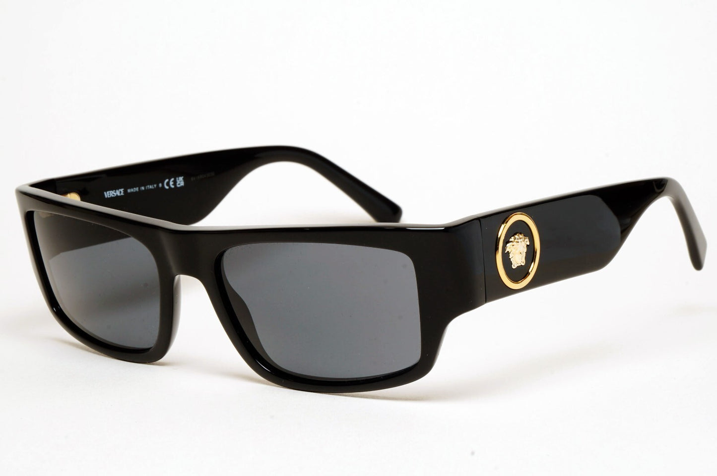 Versace Sunglasses Black Gold Medusa Rectangle RB 4385 GB1/87 56mm