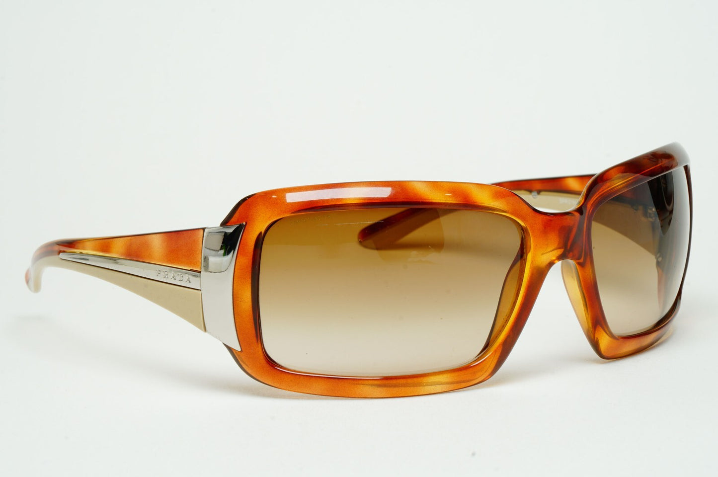 Prada Sunglasses 2006 Vintage Brown Tortoise Wrap PR01HS SPR 01H 4BW-6S1 130225