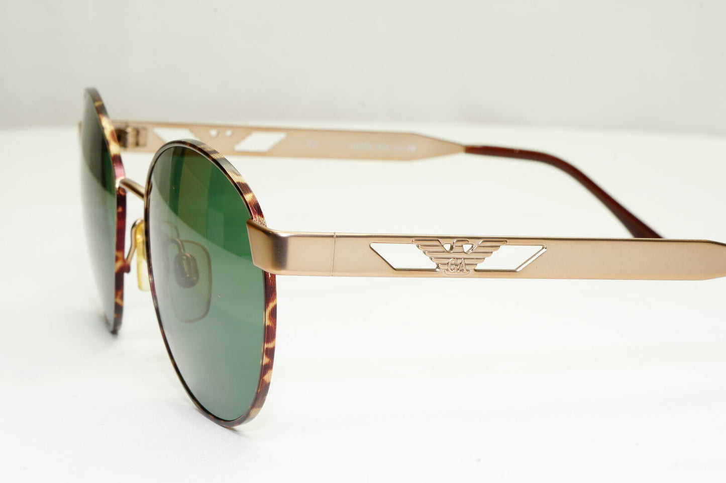 Emporio Armani Sunglasses 1997 Vintage Round Pale Gold Green Eagle 039-S 875
