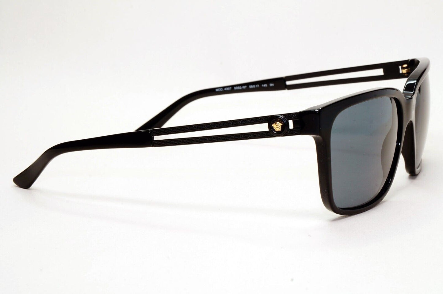 Versace Sunglasses Black Square Gold Medusa Dark Grey MOD VE 4307 5332/87 58mm