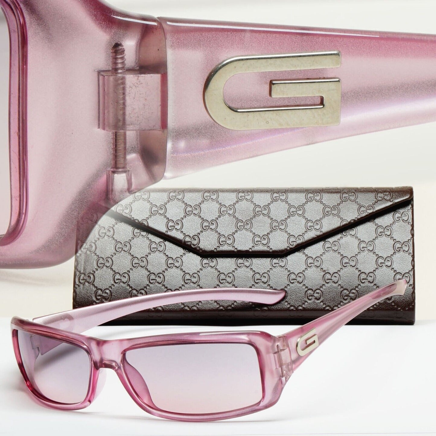 Gucci Sunglasses 2002 Vintage Lilac Pale Pink Rectangle GG 2551/S LT8 050225