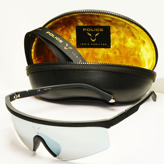 Police Lewis Hamilton F1 Sunglasses Black Silver Mirror Shield SPL A28 COL9U5X