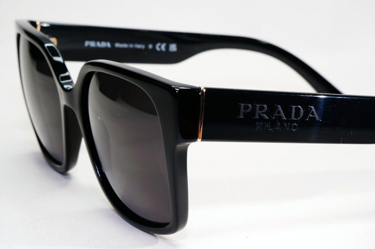 Prada Sunglasses Black Square Glossy Womens PR10WV VPR 10W 1AB-1O1 54mm