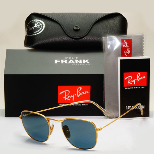 Ray-Ban Sunglasses Frank Titanium Polarised Gold Blue RB 8157 Frank 9217/T0 48mm