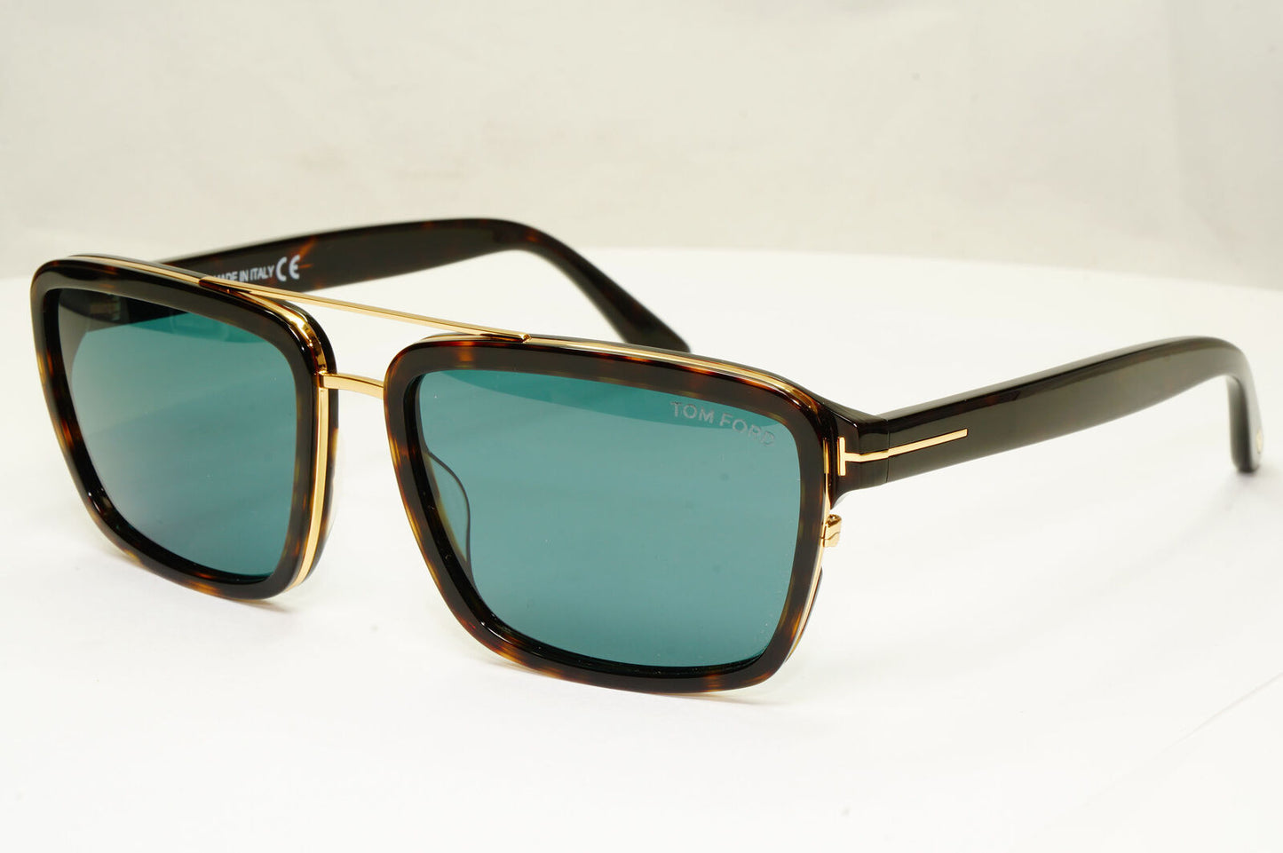 Authentic Tom Ford Mens Gold Square Brown Green Sunglasses Anders TF 780 52N