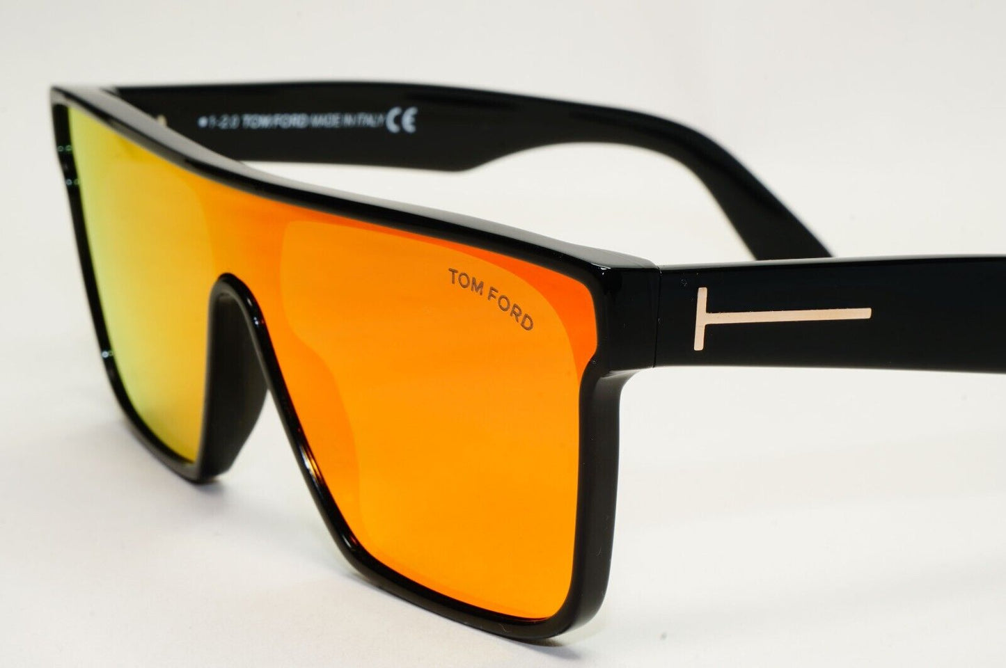 Tom Ford Sunglasses Whyat Black Orange Mirror Shield Visor FT0709 TF 709 01U