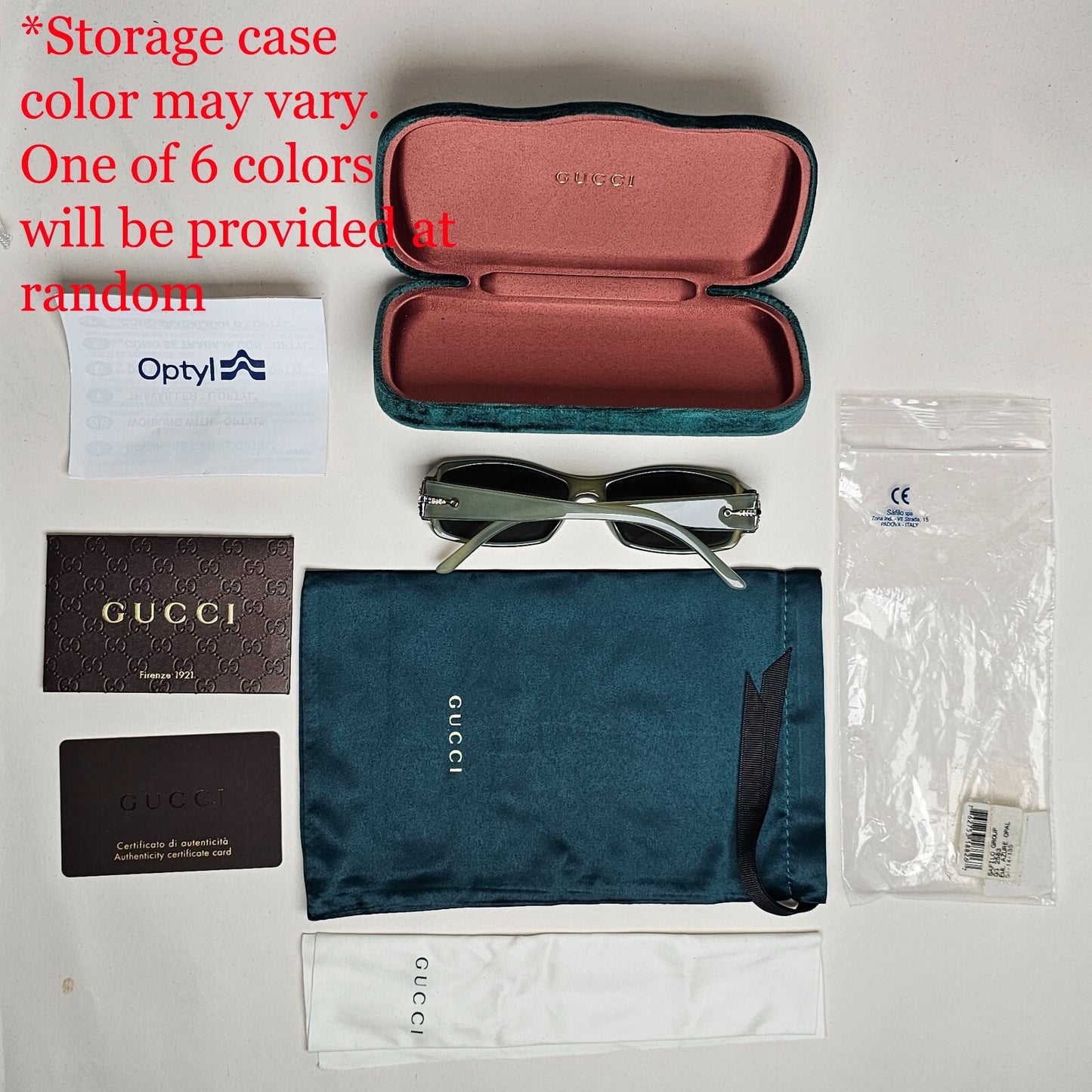 Gucci Sunglasses 2007 Vintage Horsebit Green Azure Opal Rectangle GG 2583 EML