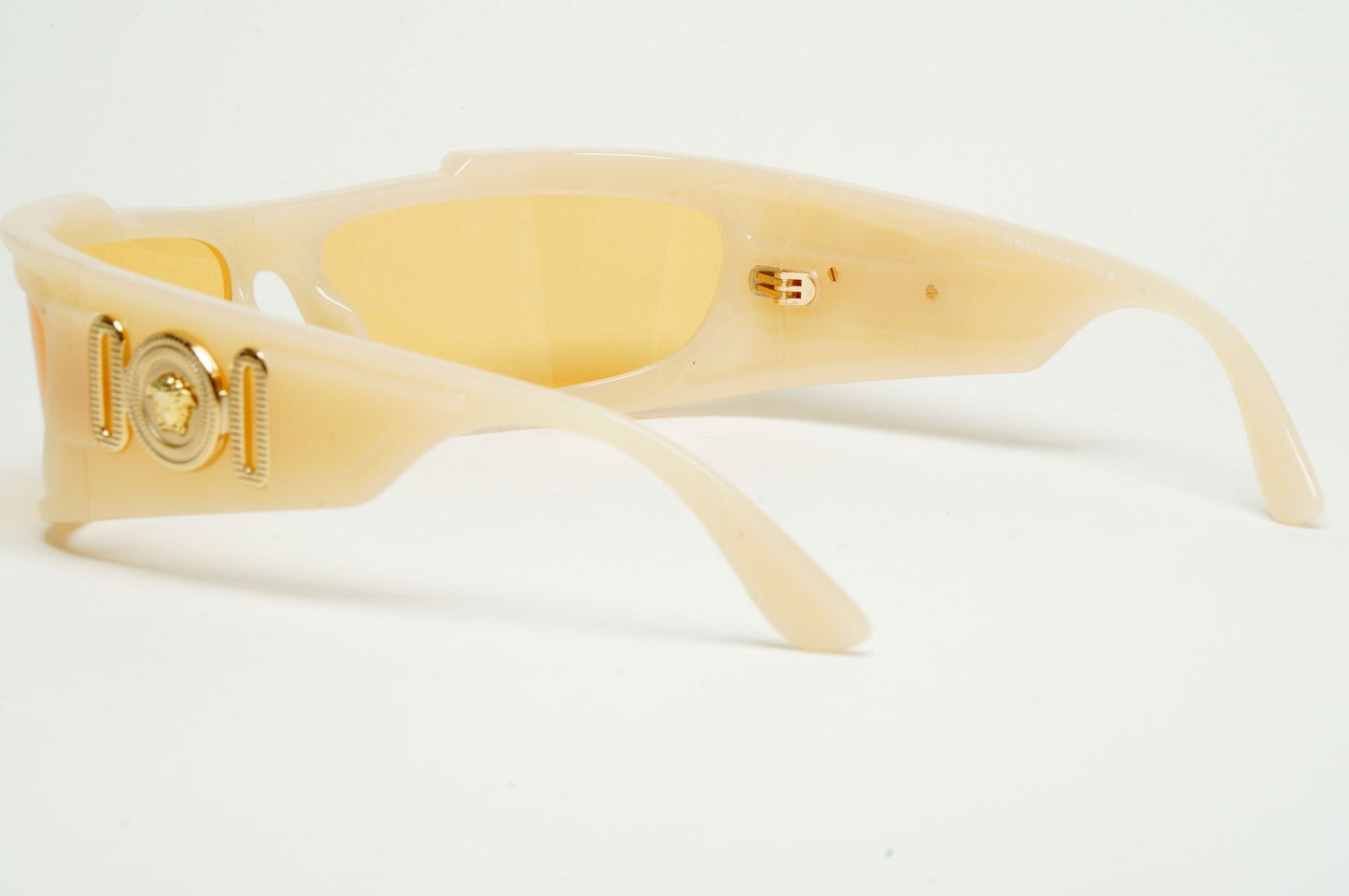 Versace Sunglasses Unisex Wrap Gold Medusa Opal Beige Orange MOD VE 4446 5413/7