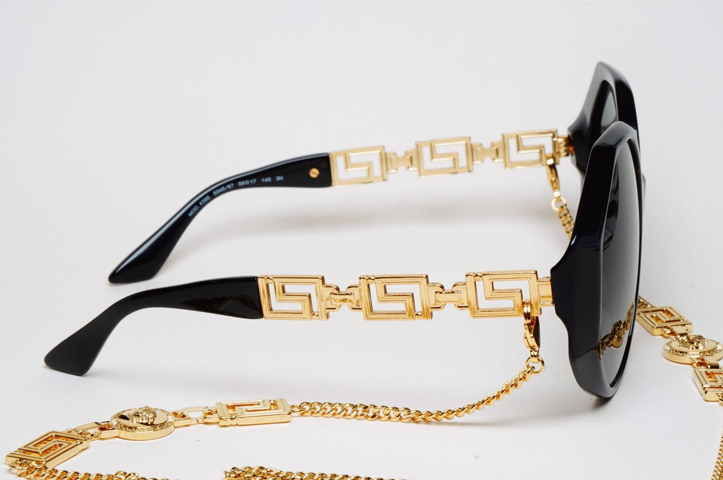 Versace Sunglasses Chain Gold Black Square Octagon Oversized MOD 4395 5345/87