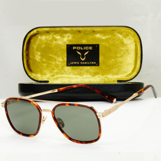 Police Lewis Hamilton F1 Sunglasses Green Brown Gold Square SPL C49 COL 09HW