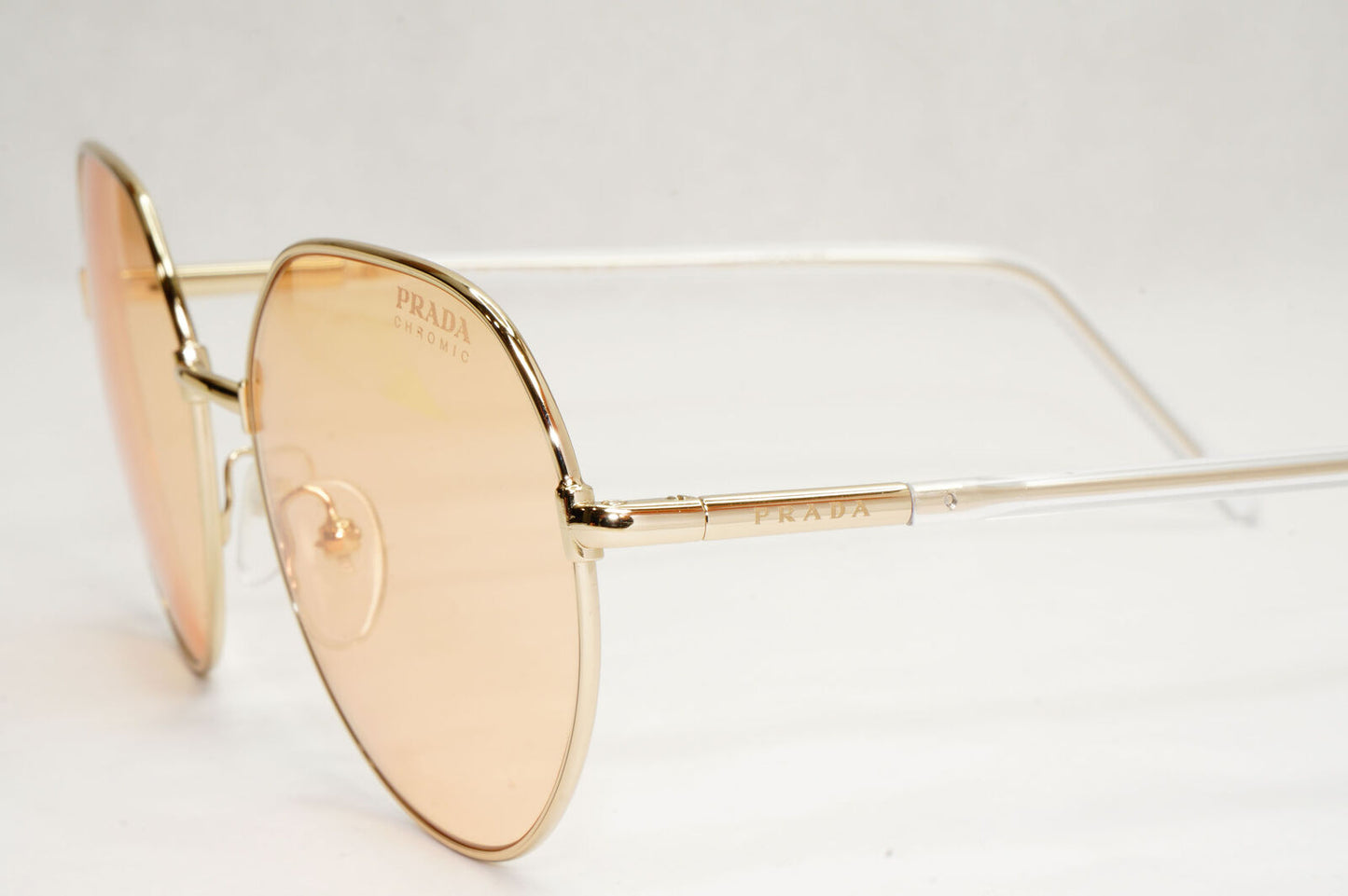 Prada Sunglasses Photochromic Gold Orange Round PR65XS SPR 65X ZVN-09D 58mm