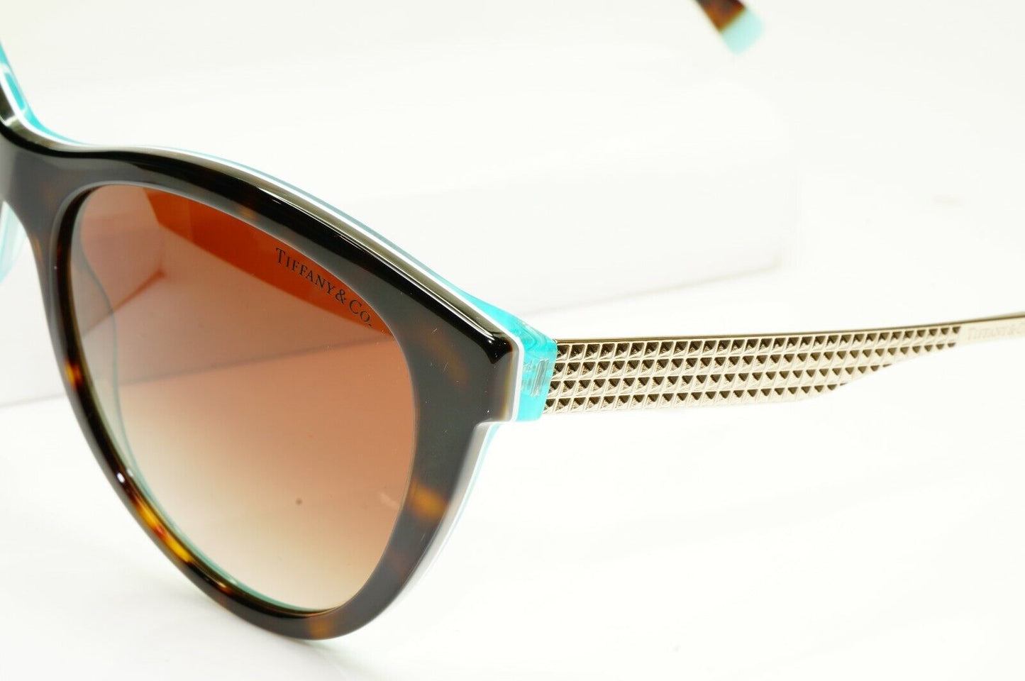 Tiffany & Co Gold Brown Tortoise Havana Sunglasses Diamond Point TF 4159 8275/3B