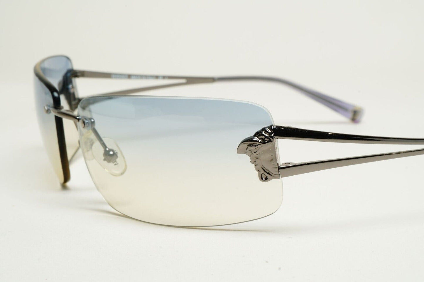 Versace Sunglasses 2002 Vintage Rimless Gunmetal Blue MOD N40 COL 89M/538 290125