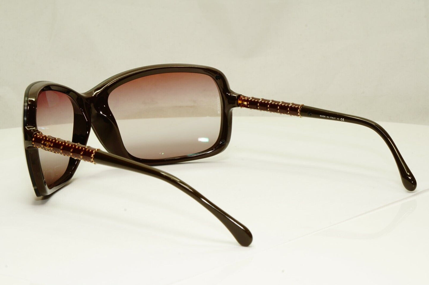 Chanel Burgundy Brown Shield Sunglasses Gold Visor Mask Wrap 6036 638/43 25647