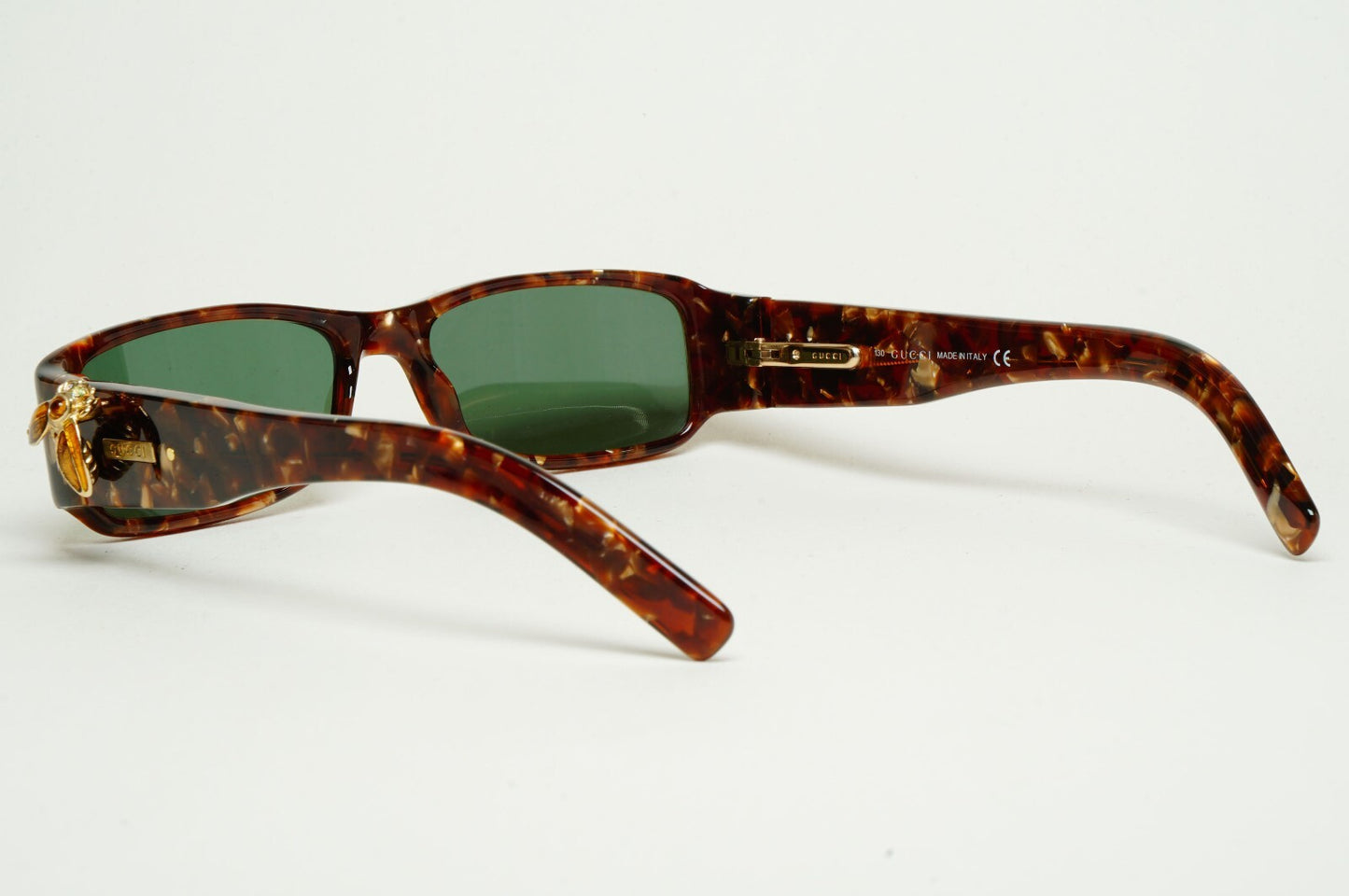 Gucci Sunglasses 2004 Vintage Gold Bee Green Havana Rectangle GG 2904 EGQ 52mm B