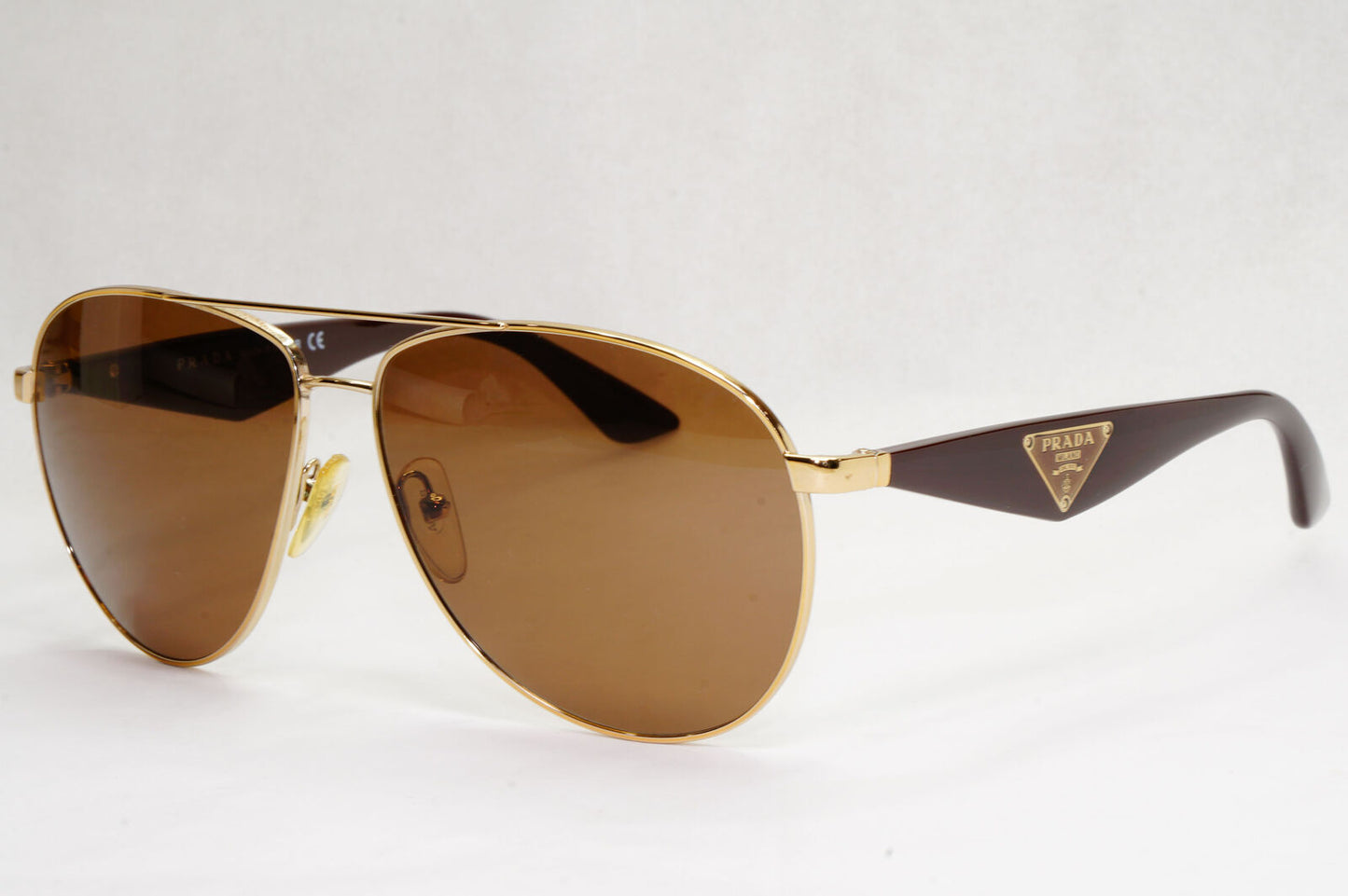 Prada Sunglasses Triangle Gold Brown Metal Pilot PR53QS SPR 53Q ZVN-1X1 130124
