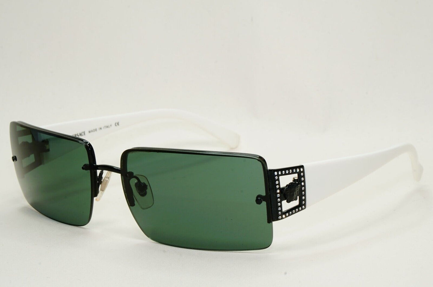Versace Sunglasses 2002 Vintage Black White Green MOD 2029-B 1009/71 120824