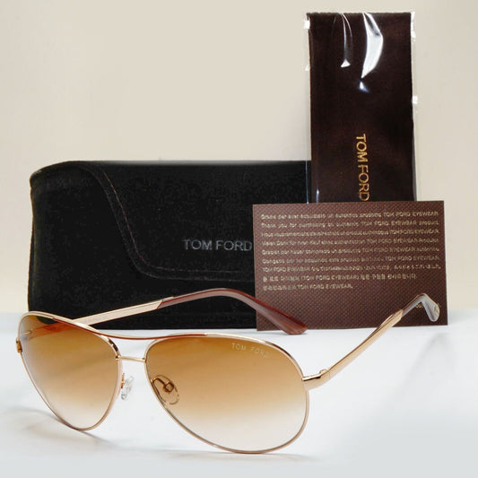 Tom Ford Sunglasses Charles Gold Pilot Brown Gradient FT0035 TF 35 772 091124