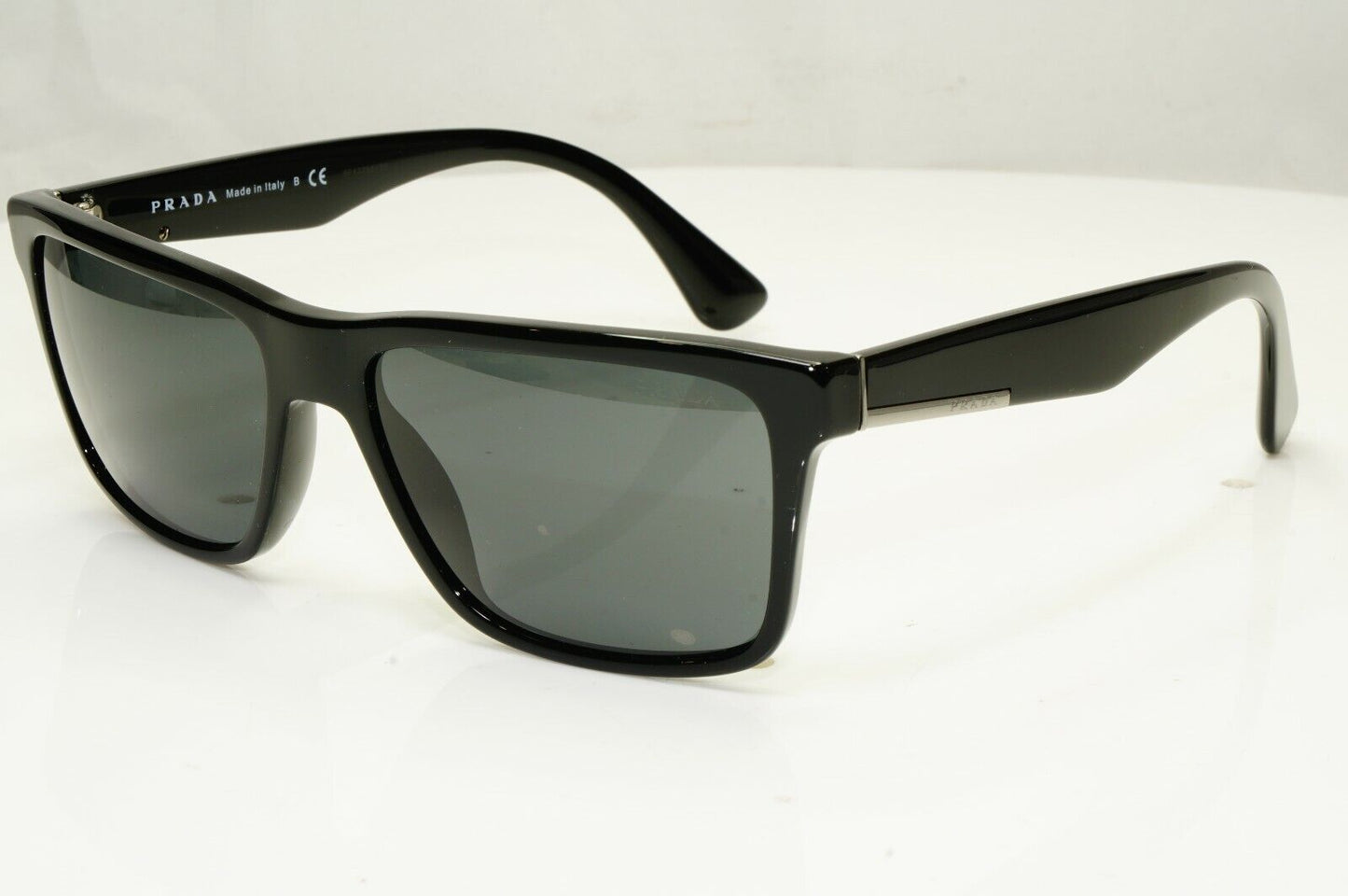 Authentic Prada Mens Glossy Black Square Designer Sunglasses SPR 19S 1AB-5S0